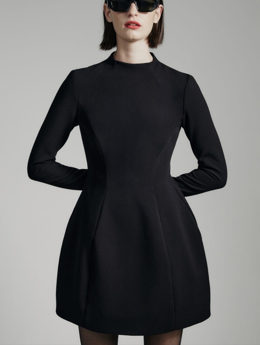 Bardot-"Delphi" Long Sleeve Mini Dress in Black-Size M (6)